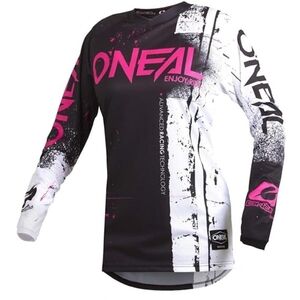 O'Neal Black & White Motocross Jersey with Pink Logo